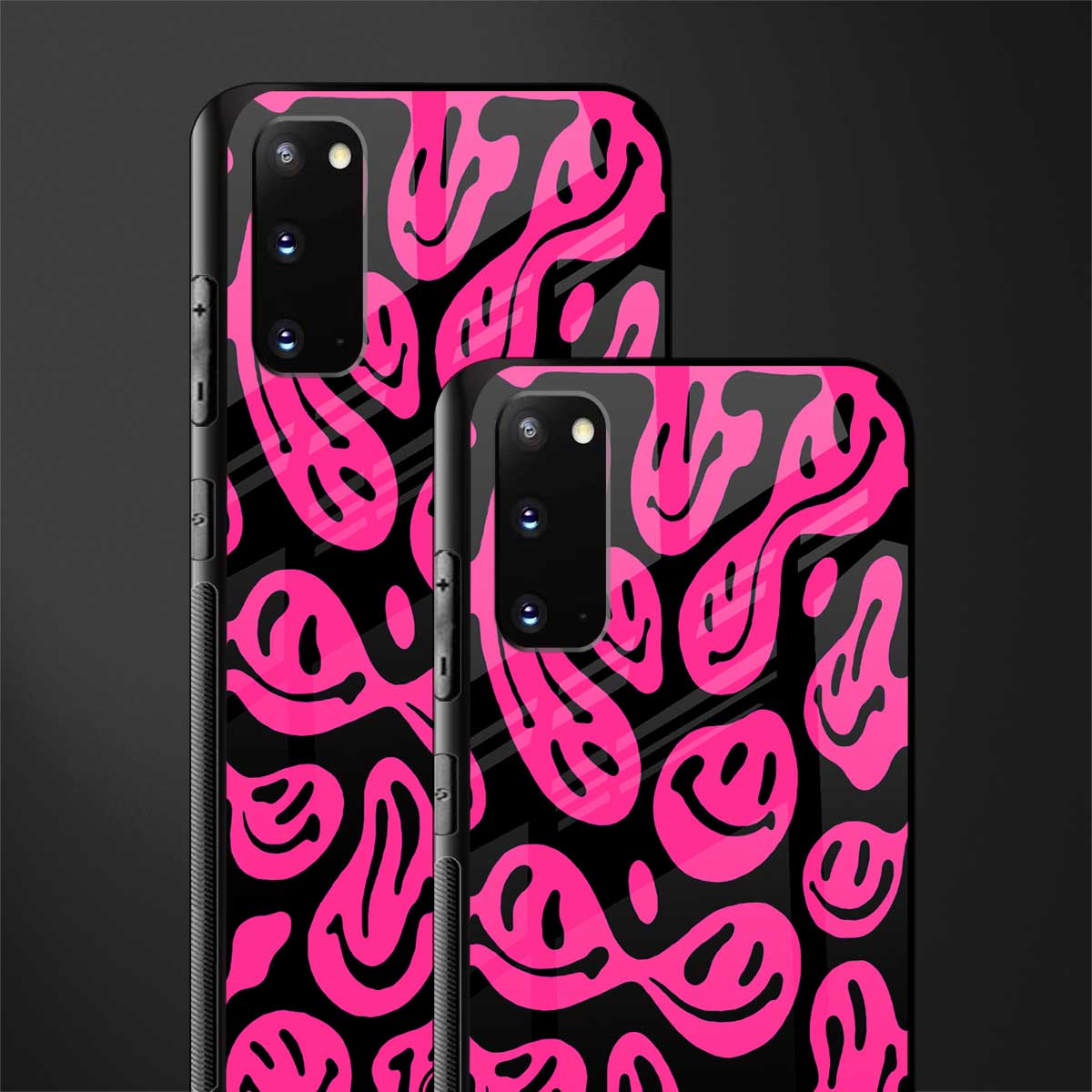 acid smiles black pink glass case for samsung galaxy s20 image-2
