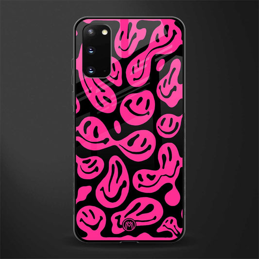 acid smiles black pink glass case for samsung galaxy s20 image