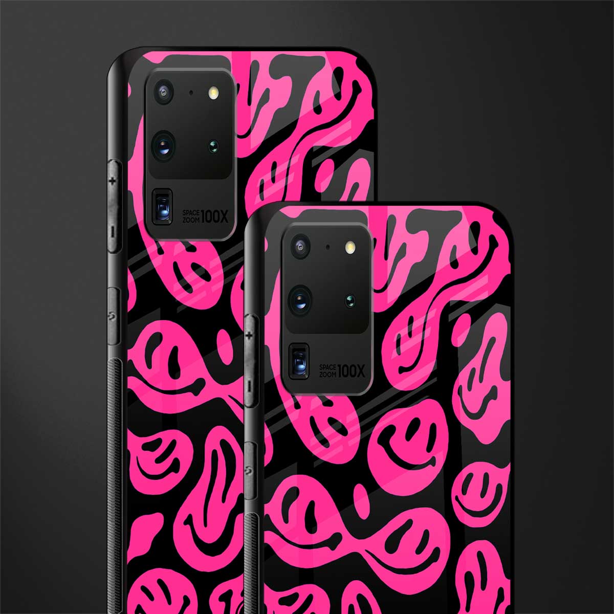 acid smiles black pink glass case for samsung galaxy s20 ultra image-2