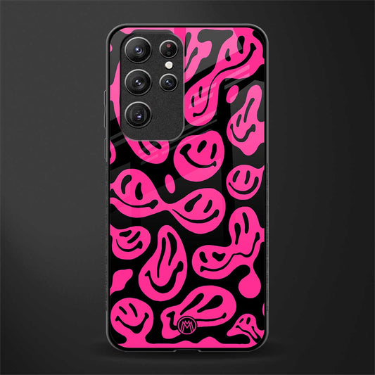 acid smiles black pink glass case for samsung galaxy s22 ultra 5g image