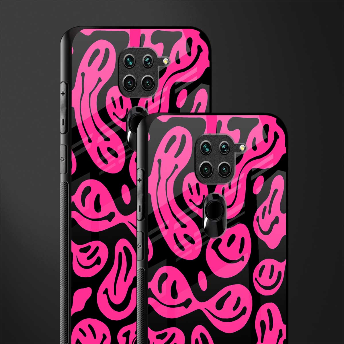 acid smiles black pink glass case for redmi note 9 image-2