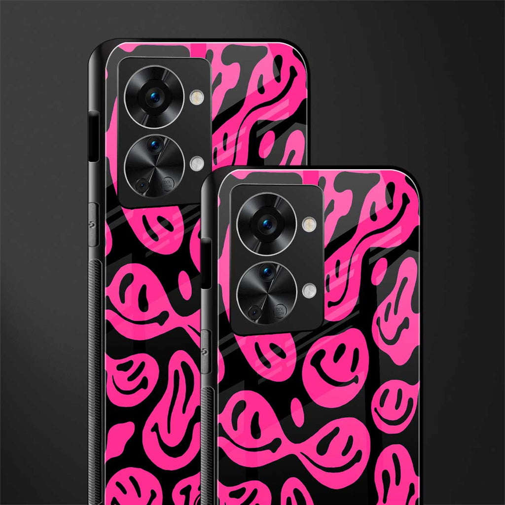 acid smiles black pink glass case for phone case | glass case for oneplus nord 2t 5g