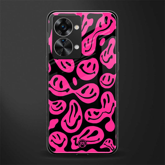 acid smiles black pink glass case for phone case | glass case for oneplus nord 2t 5g