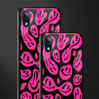 acid smiles black pink glass case for vivo y1s without fingerprint image-2