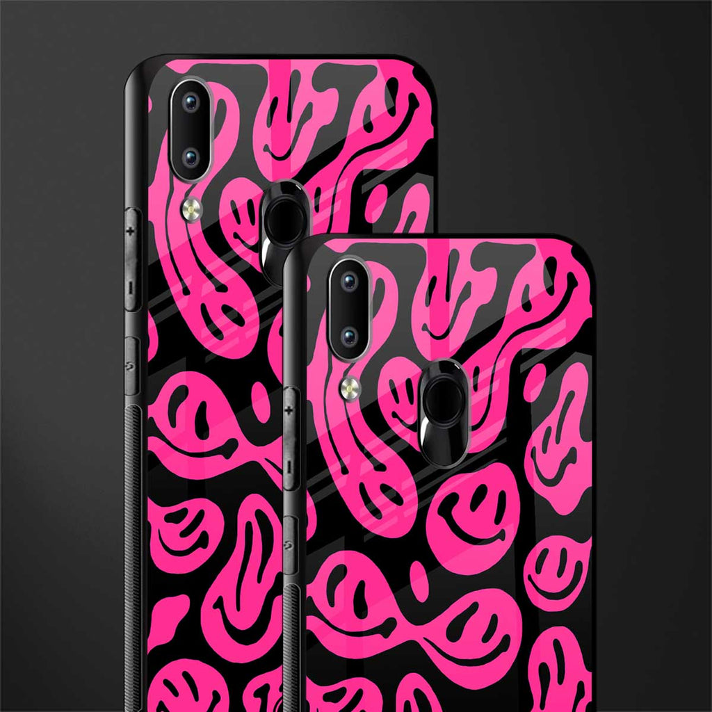 acid smiles black pink glass case for vivo y91 image-2