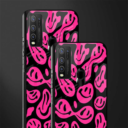 acid smiles black pink glass case for vivo y50 image-2