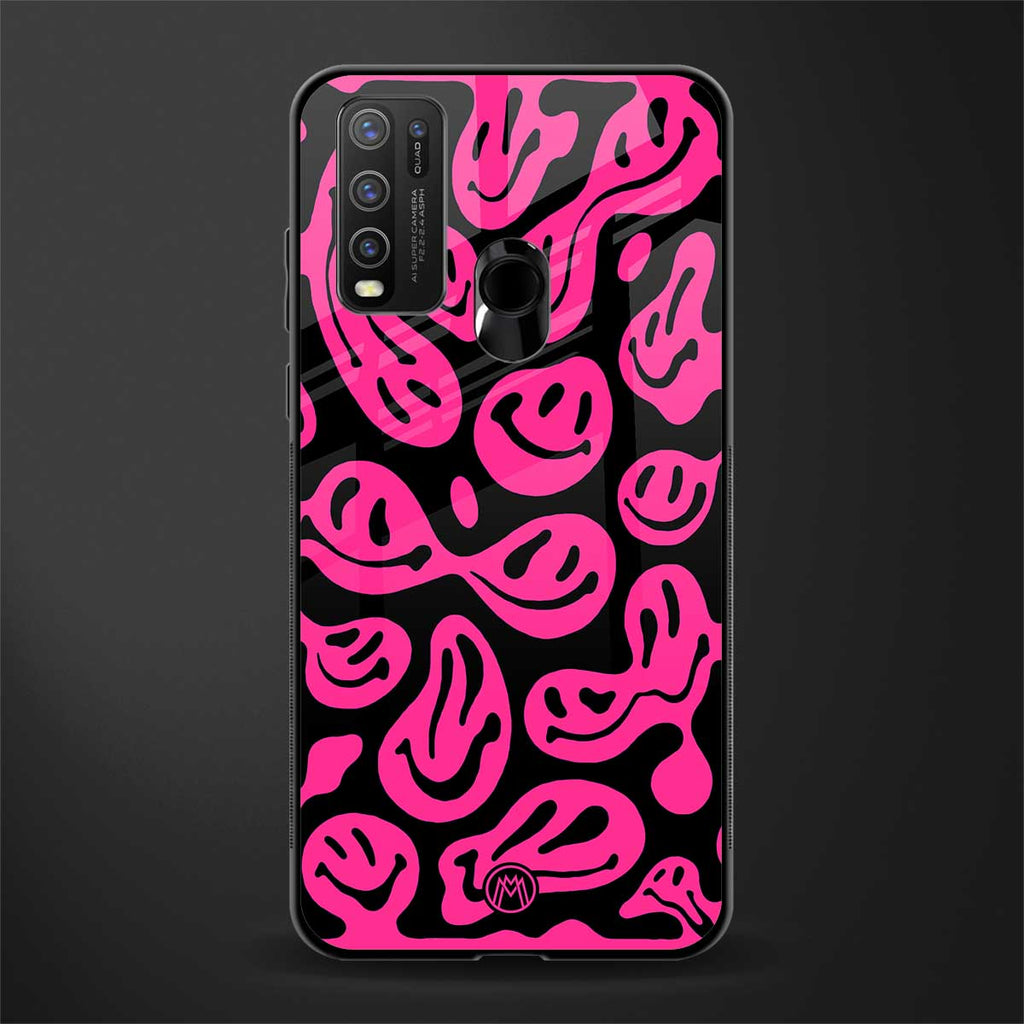 acid smiles black pink glass case for vivo y30 image