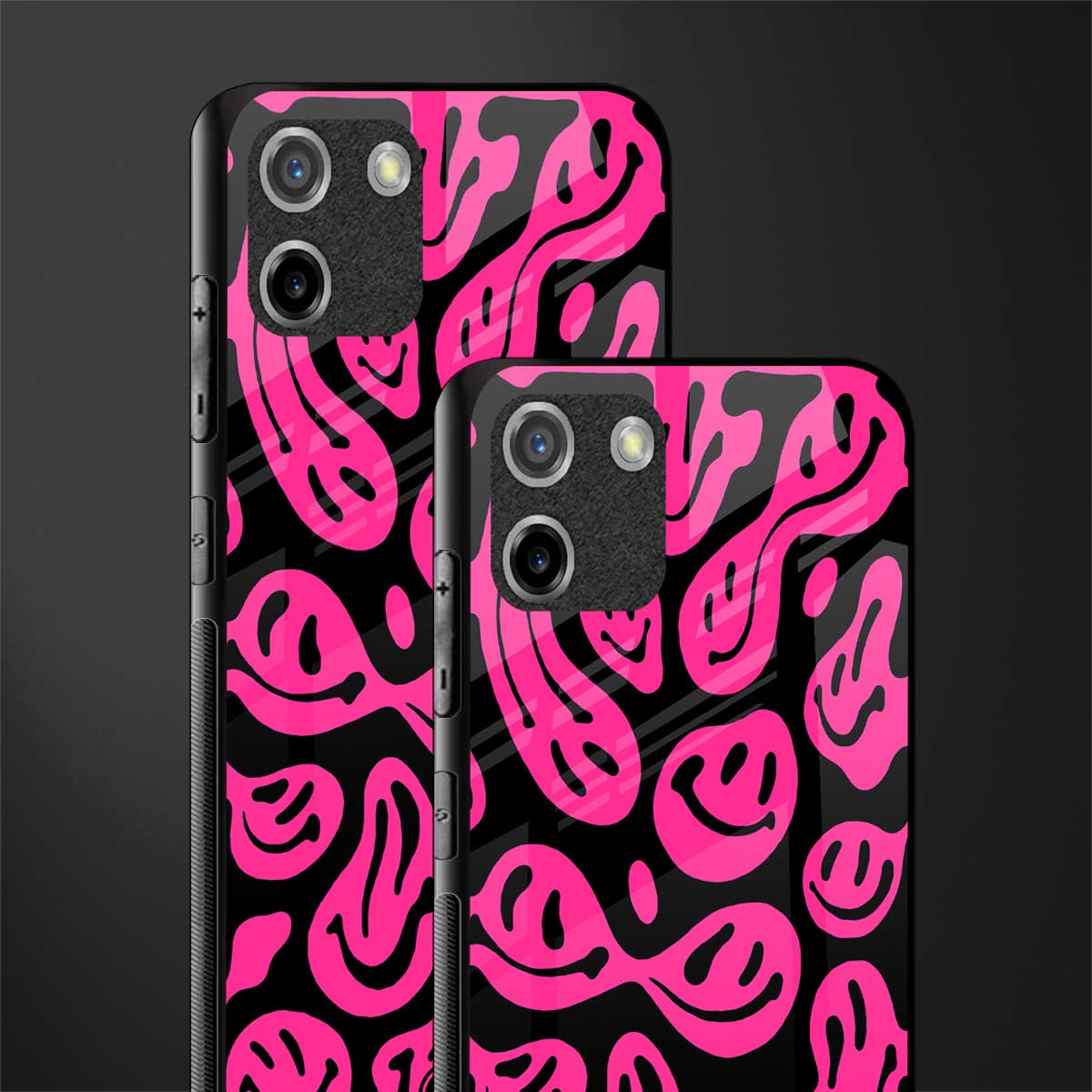 acid smiles black pink glass case for realme c11 image-2