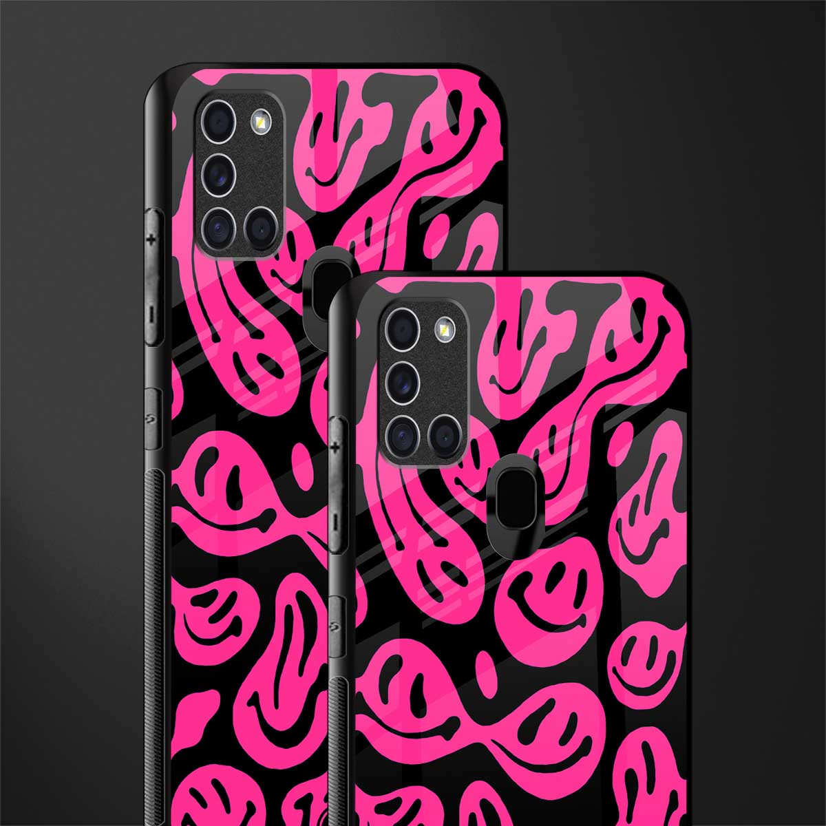 acid smiles black pink glass case for samsung galaxy a21s image-2