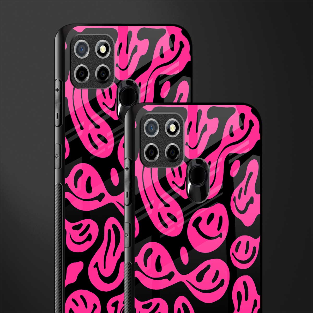 acid smiles black pink glass case for realme narzo 30a image-2