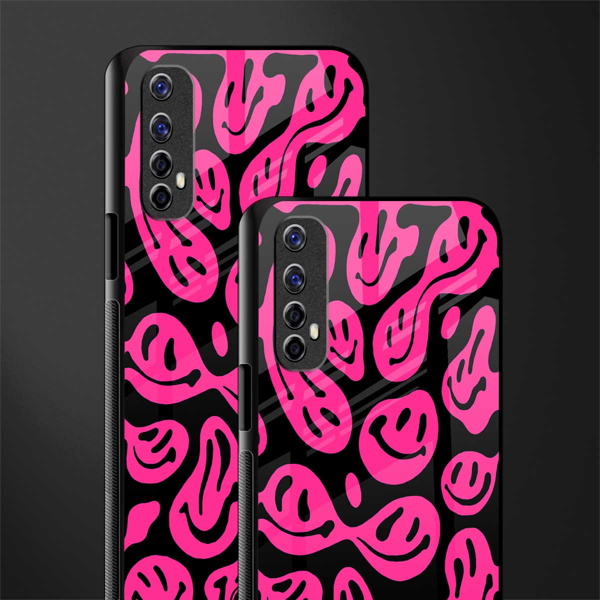 acid smiles black pink glass case for realme 7 image-2
