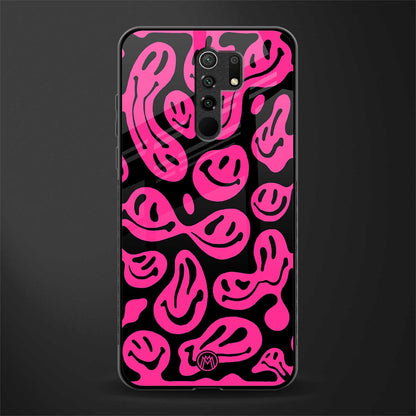 acid smiles black pink glass case for poco m2 reloaded image
