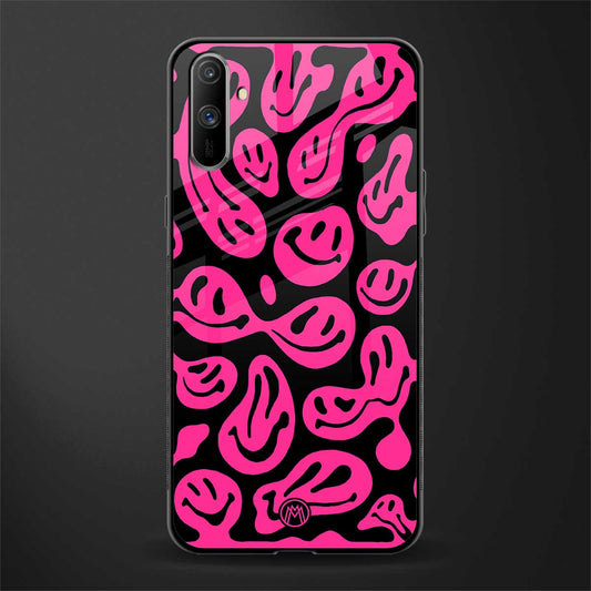 acid smiles black pink glass case for realme c3 image