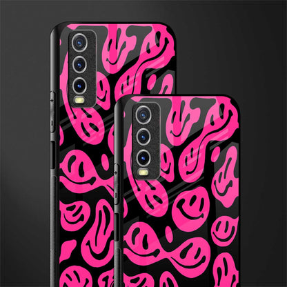 acid smiles black pink glass case for vivo y12g image-2