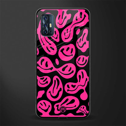 acid smiles black pink glass case for vivo v17 image