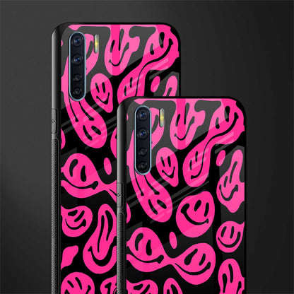 acid smiles black pink glass case for oppo f15 image-2