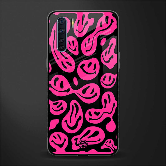 acid smiles black pink glass case for oppo f15 image