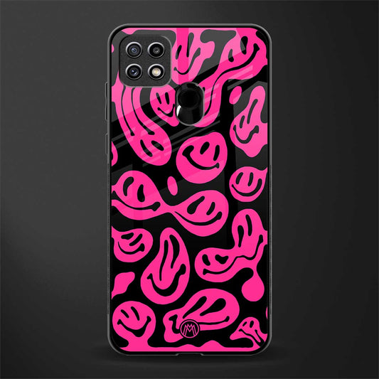 acid smiles black pink glass case for oppo a15s image