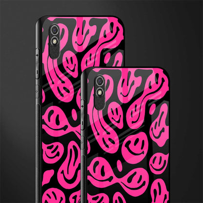 acid smiles black pink glass case for redmi 9a image-2