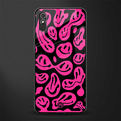 acid smiles black pink glass case for redmi 9a image
