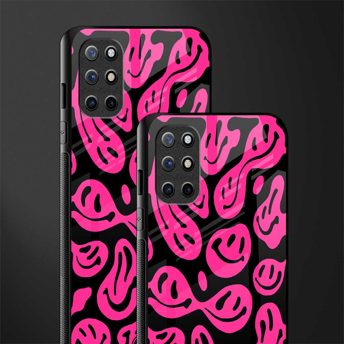 acid smiles black pink glass case for oneplus 8t image-2