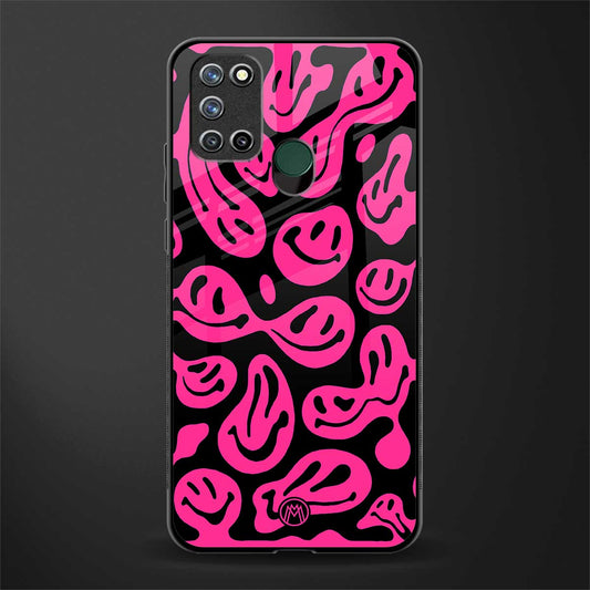 acid smiles black pink glass case for realme 7i image