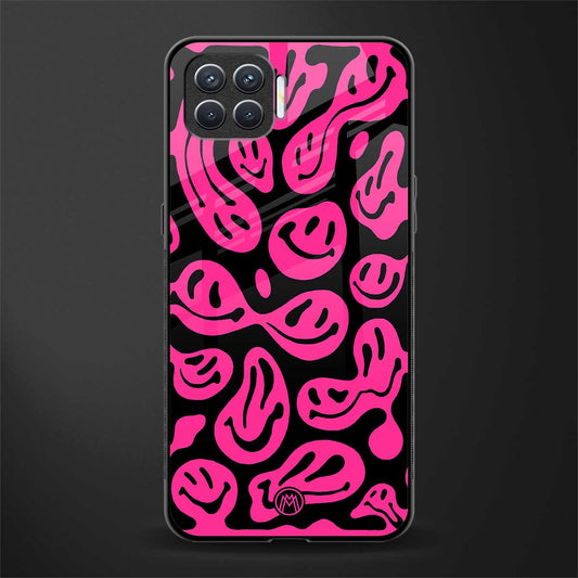acid smiles black pink glass case for oppo f17 image