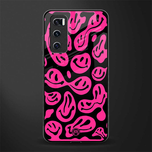 acid smiles black pink glass case for vivo v20 se image