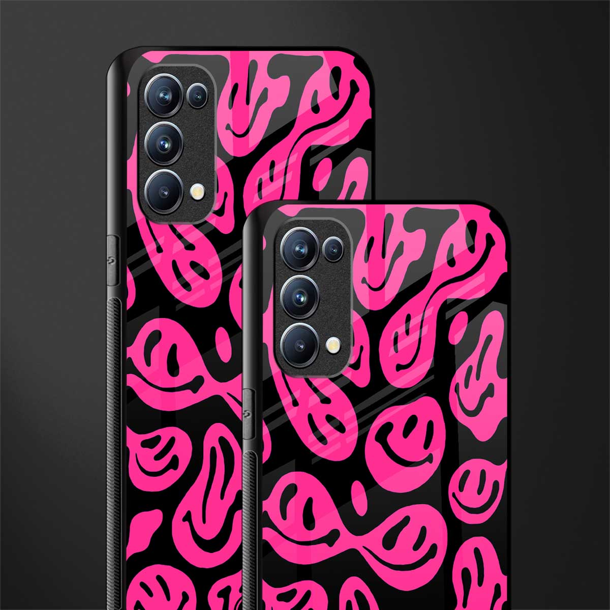 acid smiles black pink glass case for oppo reno 5 pro image-2