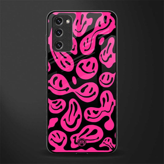 acid smiles black pink glass case for samsung galaxy s20 fe image