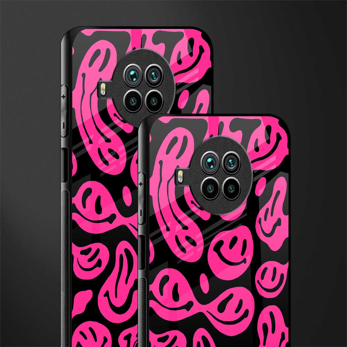 acid smiles black pink glass case for mi 10i image-2