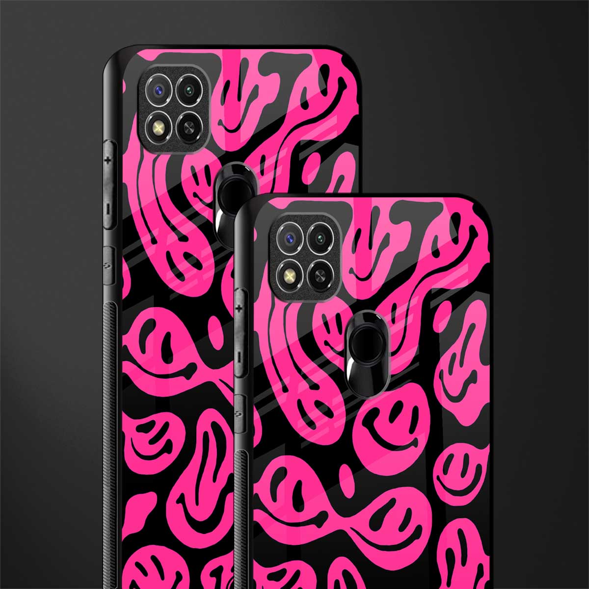 acid smiles black pink glass case for poco c31 image-2