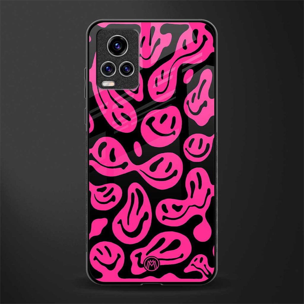 acid smiles black pink glass case for vivo v20 pro image