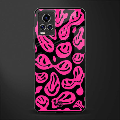 acid smiles black pink glass case for vivo v20 pro image