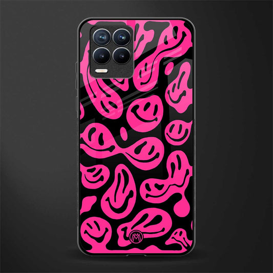 acid smiles black pink glass case for realme 8 4g image