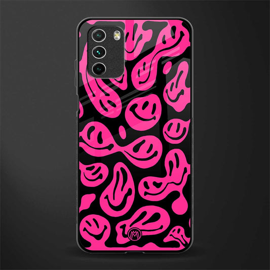 acid smiles black pink glass case for poco m3 image