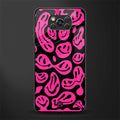acid smiles black pink glass case for poco x3 image