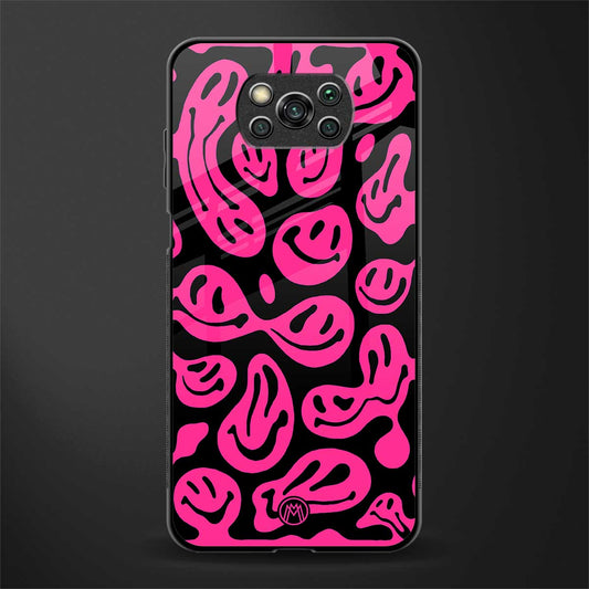 acid smiles black pink glass case for poco x3 pro image