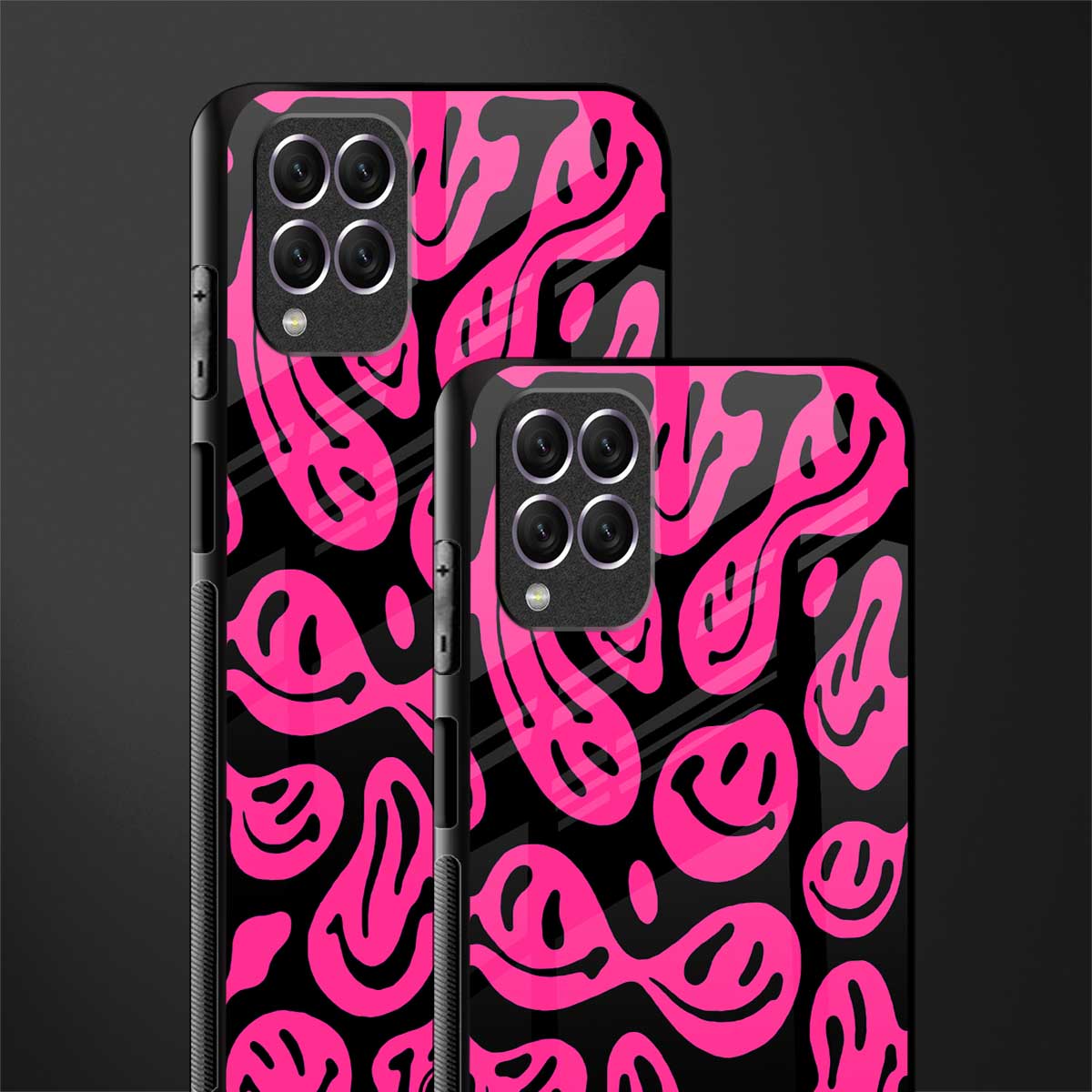 acid smiles black pink glass case for samsung galaxy f62 image-2
