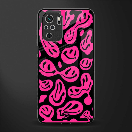 acid smiles black pink glass case for redmi note 10s image