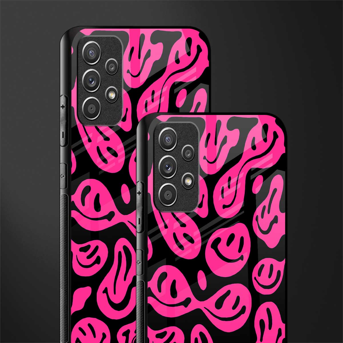 acid smiles black pink glass case for samsung galaxy a72 image-2
