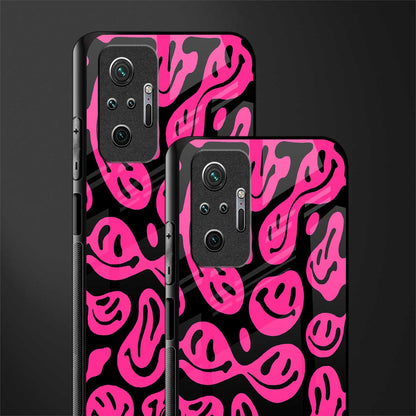 acid smiles black pink glass case for redmi note 10 pro image-2