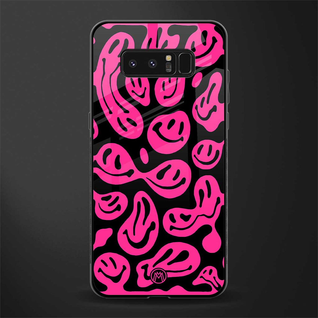 acid smiles black pink glass case for samsung galaxy note 8 image