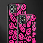 acid smiles black pink glass case for iphone 11 image-2