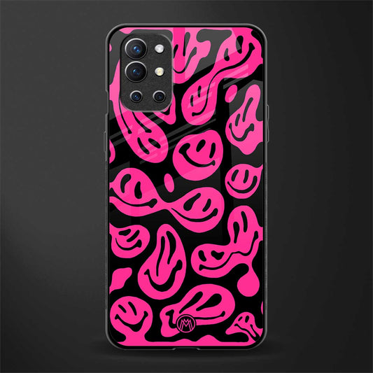 acid smiles black pink glass case for oneplus 9r image