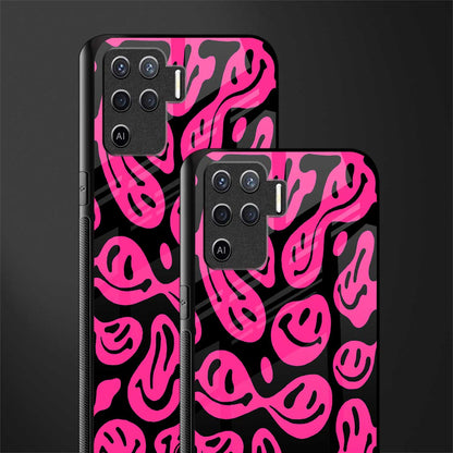 acid smiles black pink glass case for oppo f19 pro image-2