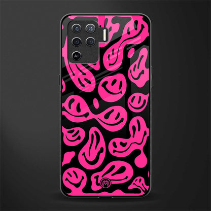 acid smiles black pink glass case for oppo f19 pro image