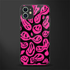 acid smiles black pink glass case for iphone 12 mini image