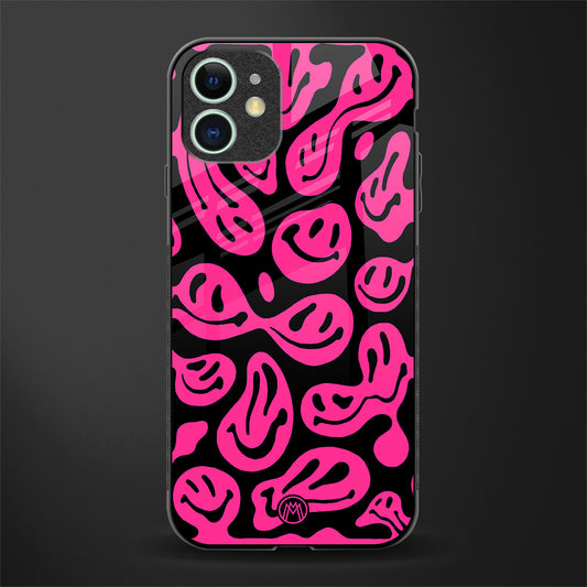 acid smiles black pink glass case for iphone 12 mini image