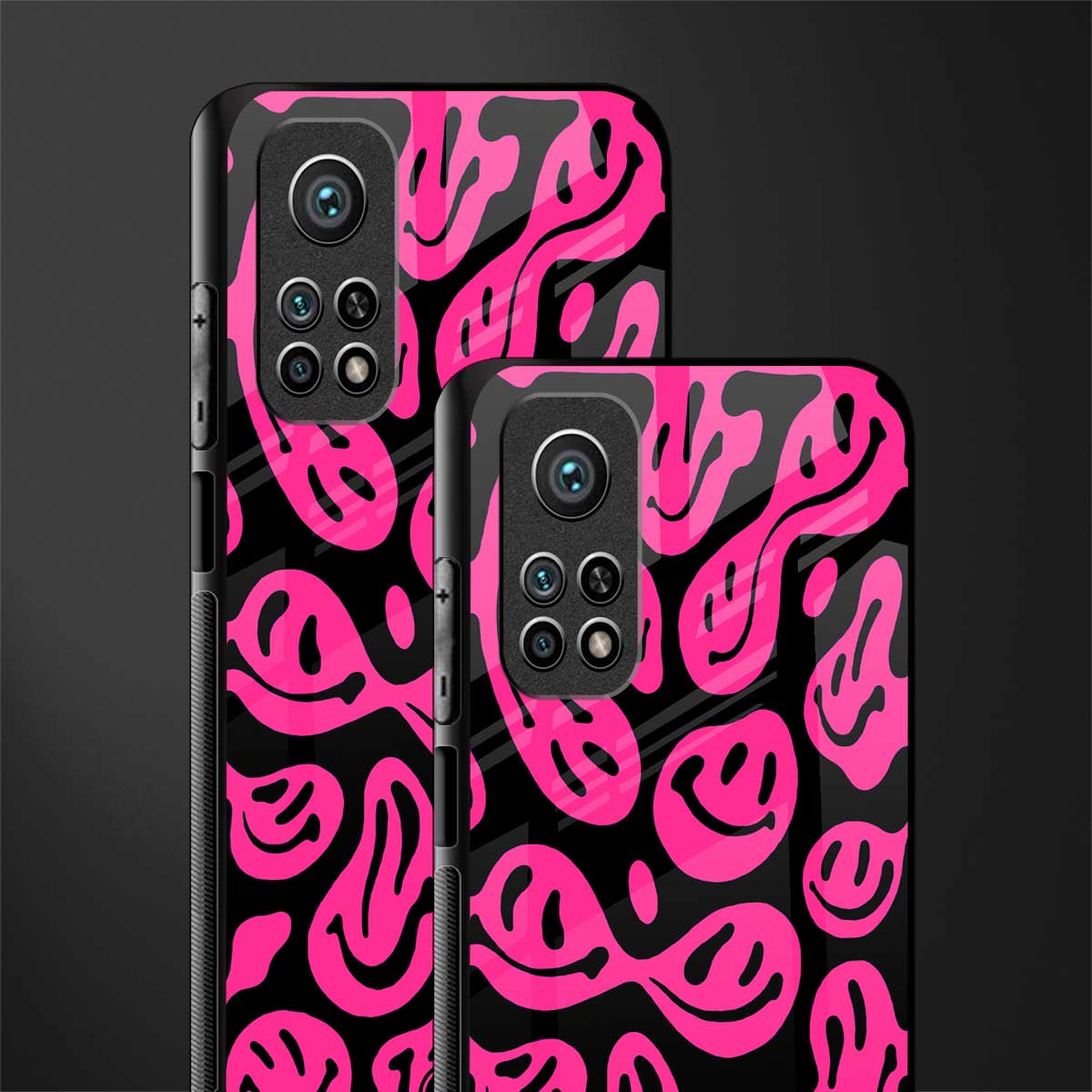 acid smiles black pink glass case for mi 10t 5g image-2